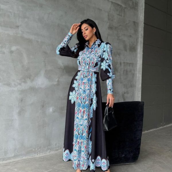 Maxi black & blue dress